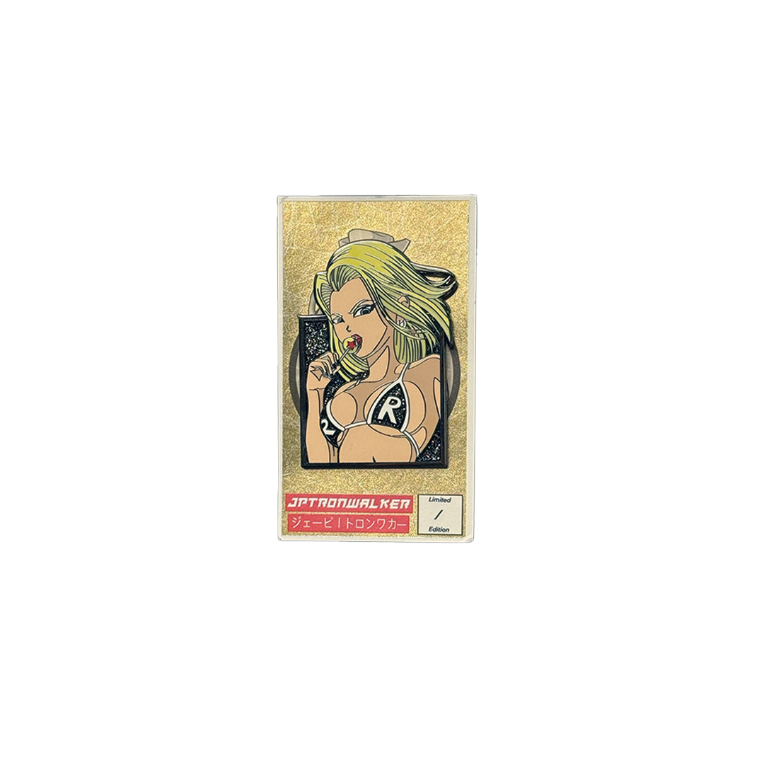 DBZ Android 18 Enamel Pin - Black Sparkle Variant