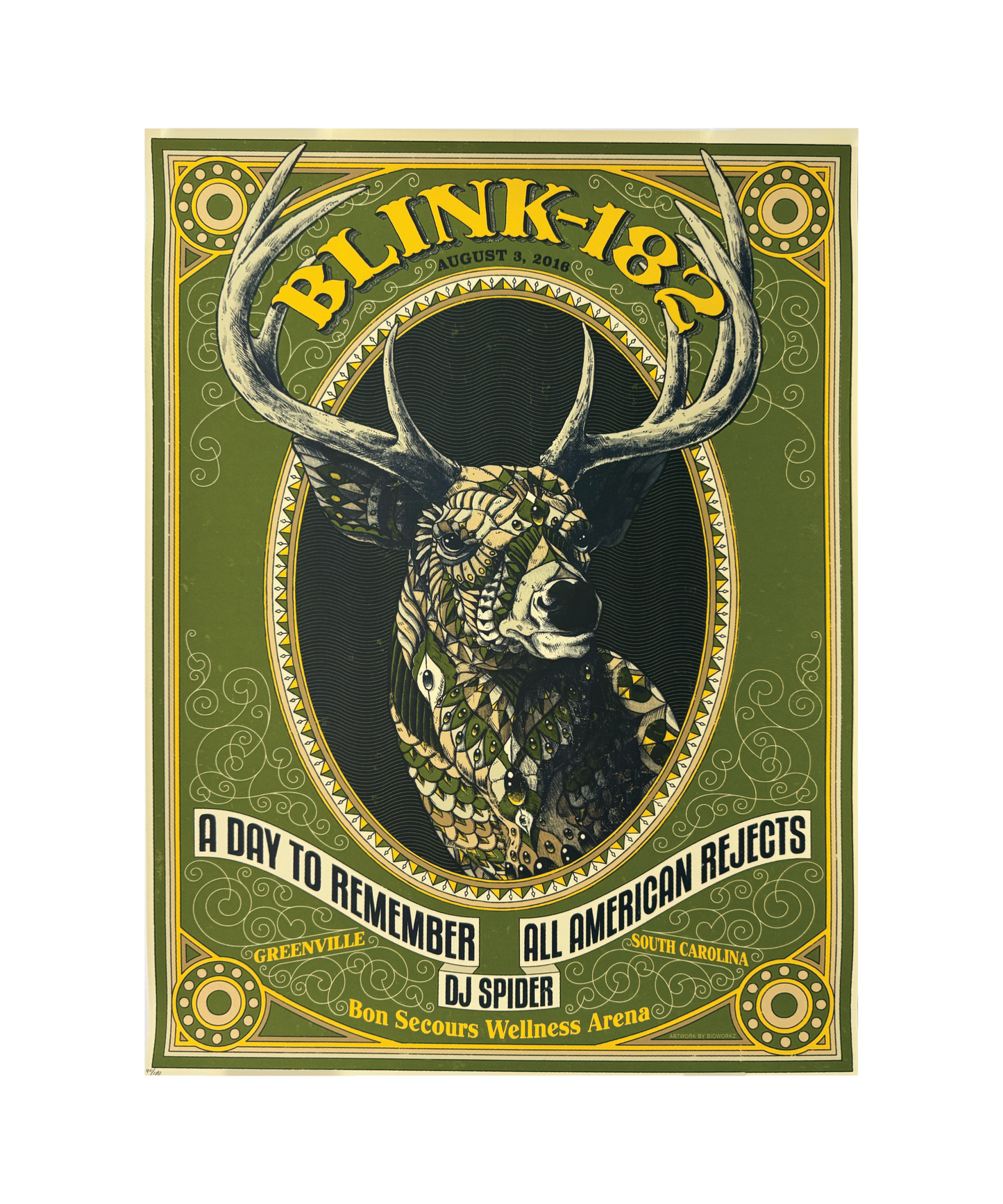 Blink - 182 -Greenville, SC - August 3, 2016 - Tour Poster